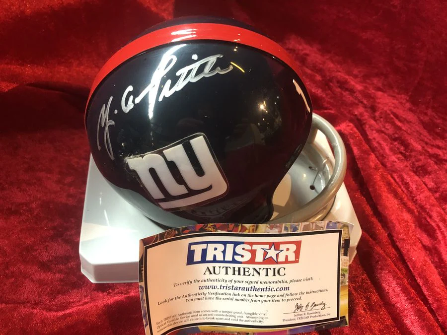 Y.A. Tittle Giants Autographed Mini Helmet Shadowbox w/ Card & Figure COA - Image 8